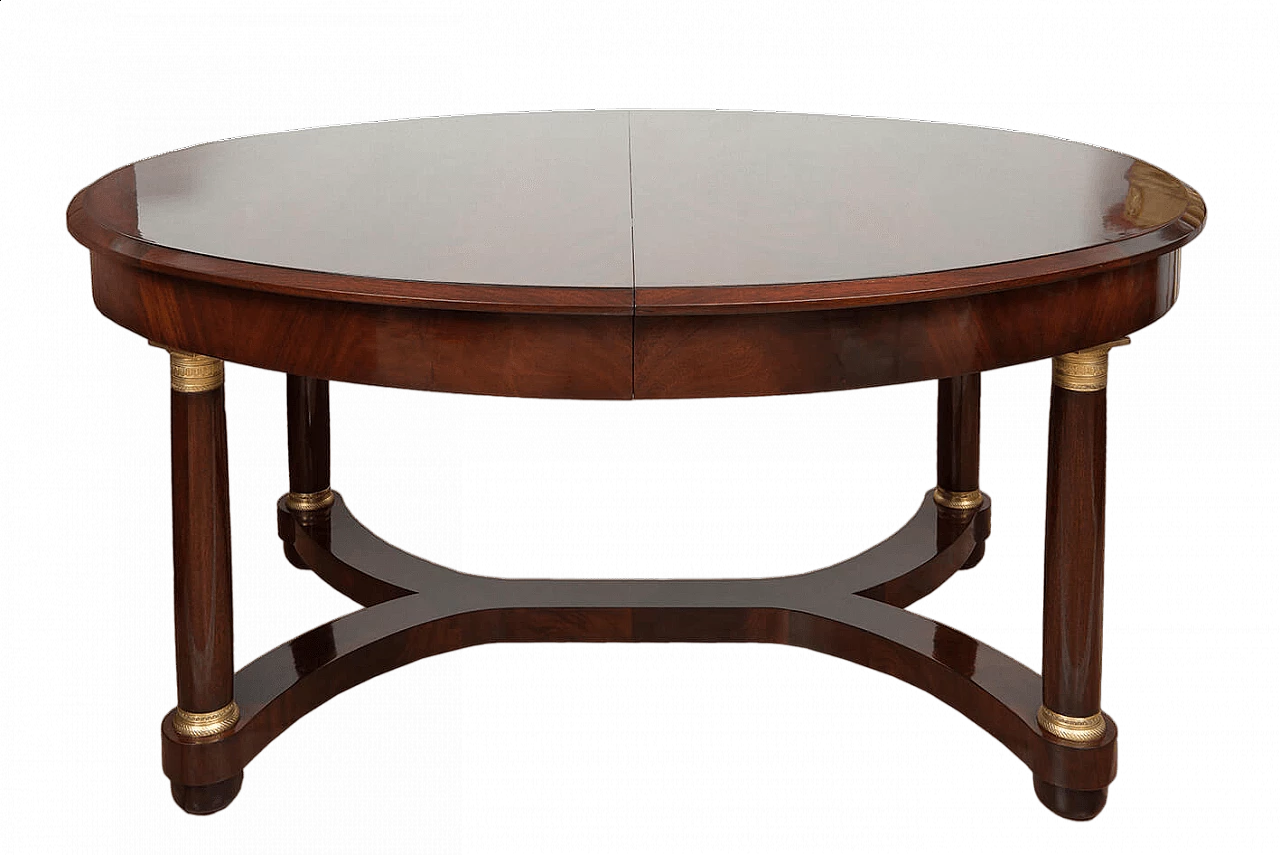 Empire style mahogany feather and bronze extendable table, early 20th century 5
