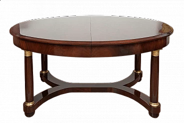 Empire style mahogany feather and bronze extendable table, early 20th century