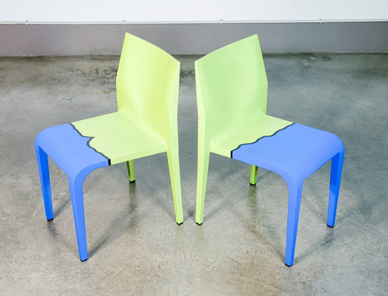 Pair of Laleggera chairs by Riccardo Blumer for Alias painted by Michelangelo Pistoletto, 2000s 2