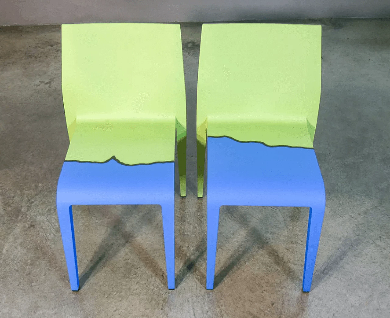 Pair of Laleggera chairs by Riccardo Blumer for Alias painted by Michelangelo Pistoletto, 2000s 3