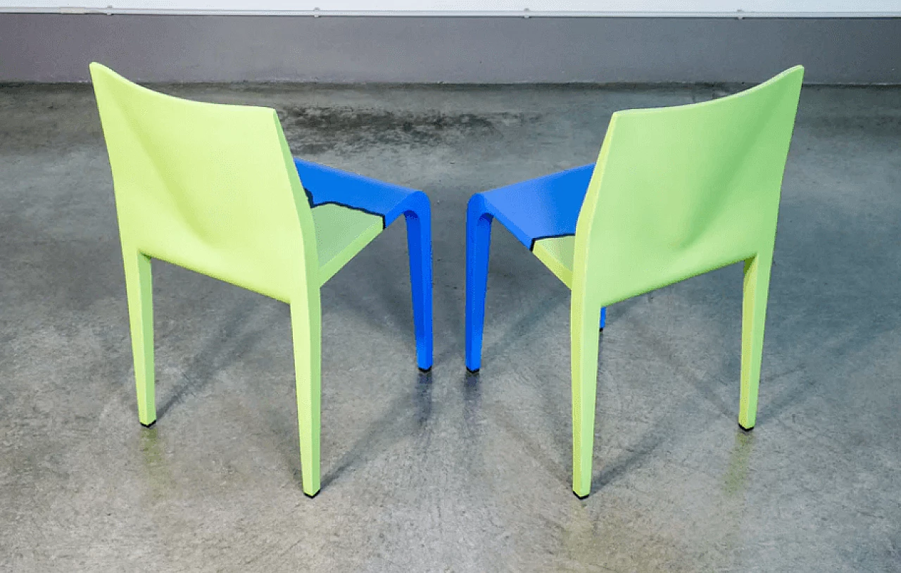 Pair of Laleggera chairs by Riccardo Blumer for Alias painted by Michelangelo Pistoletto, 2000s 5