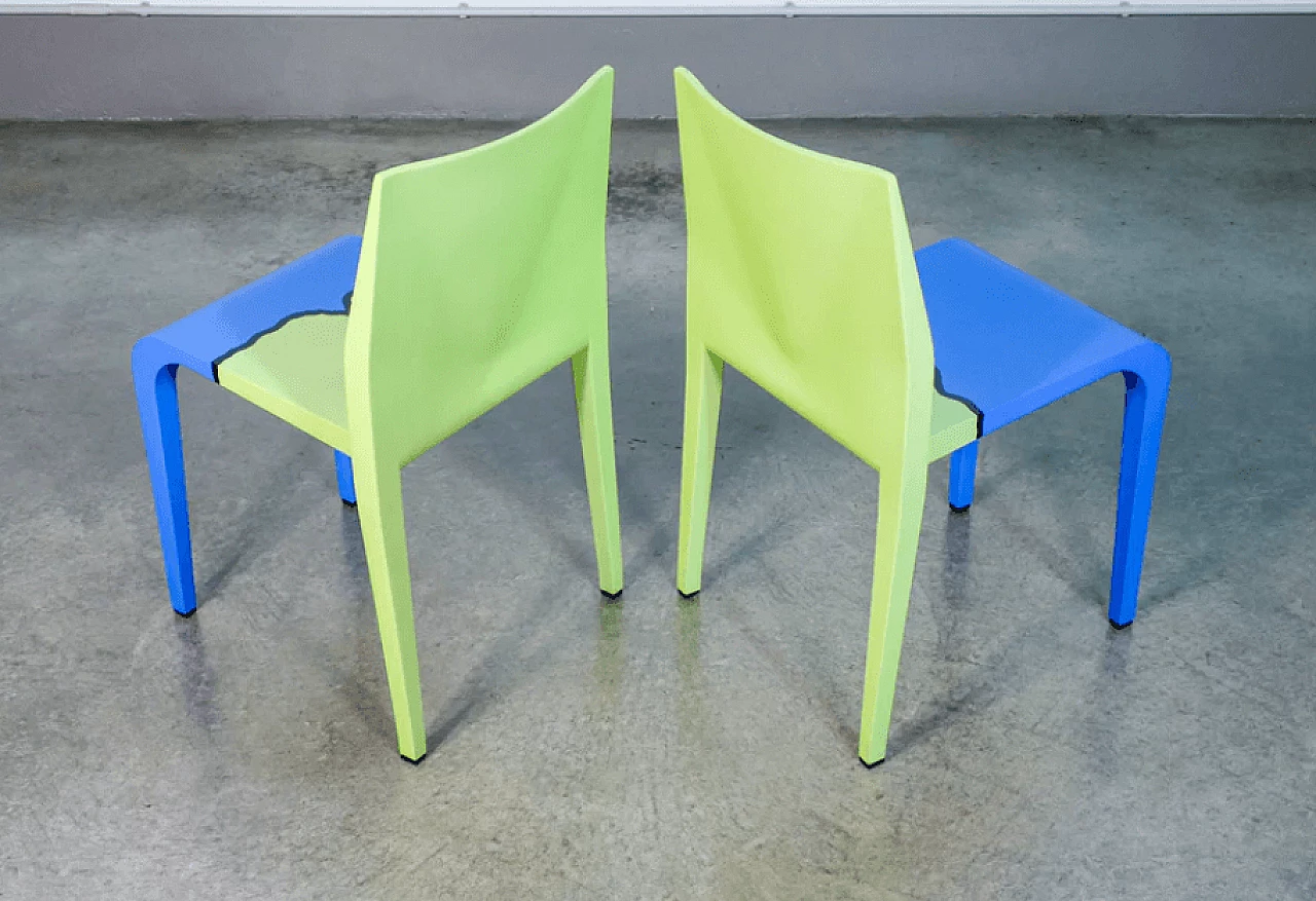 Pair of Laleggera chairs by Riccardo Blumer for Alias painted by Michelangelo Pistoletto, 2000s 6