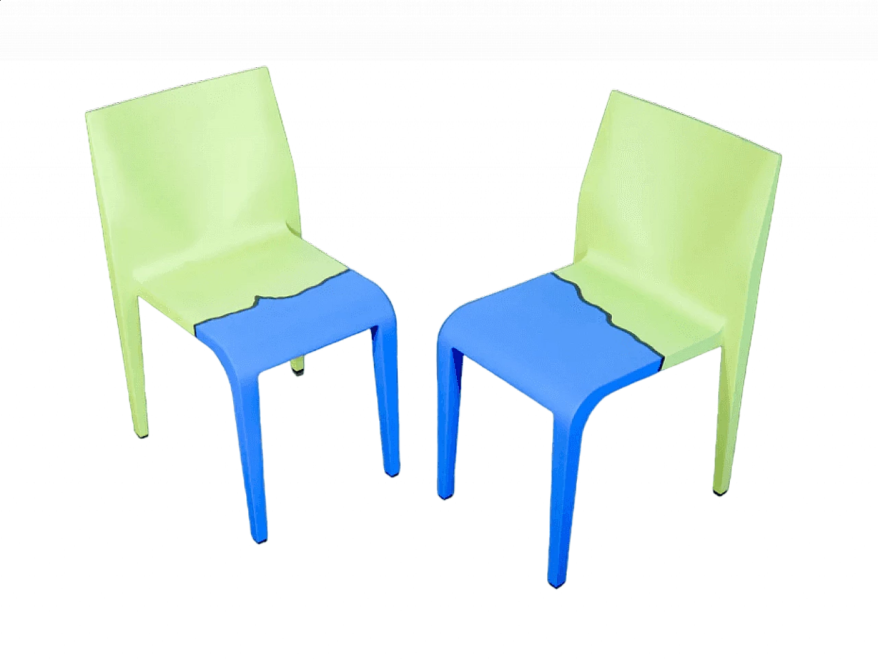 Pair of Laleggera chairs by Riccardo Blumer for Alias painted by Michelangelo Pistoletto, 2000s 9