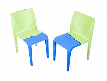 Pair of Laleggera chairs by Riccardo Blumer for Alias painted by Michelangelo Pistoletto, 2000s