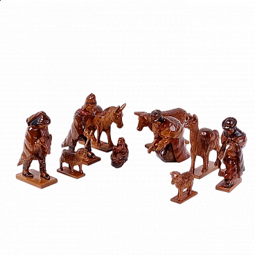 Natività in legno intagliato, presepe etnico, anni 2000