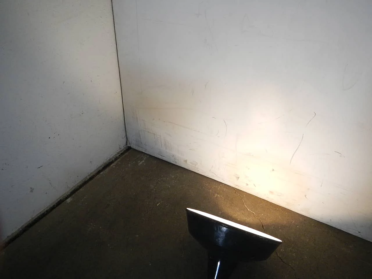 Industrial black and white metal hanging lamp, 1950s 9