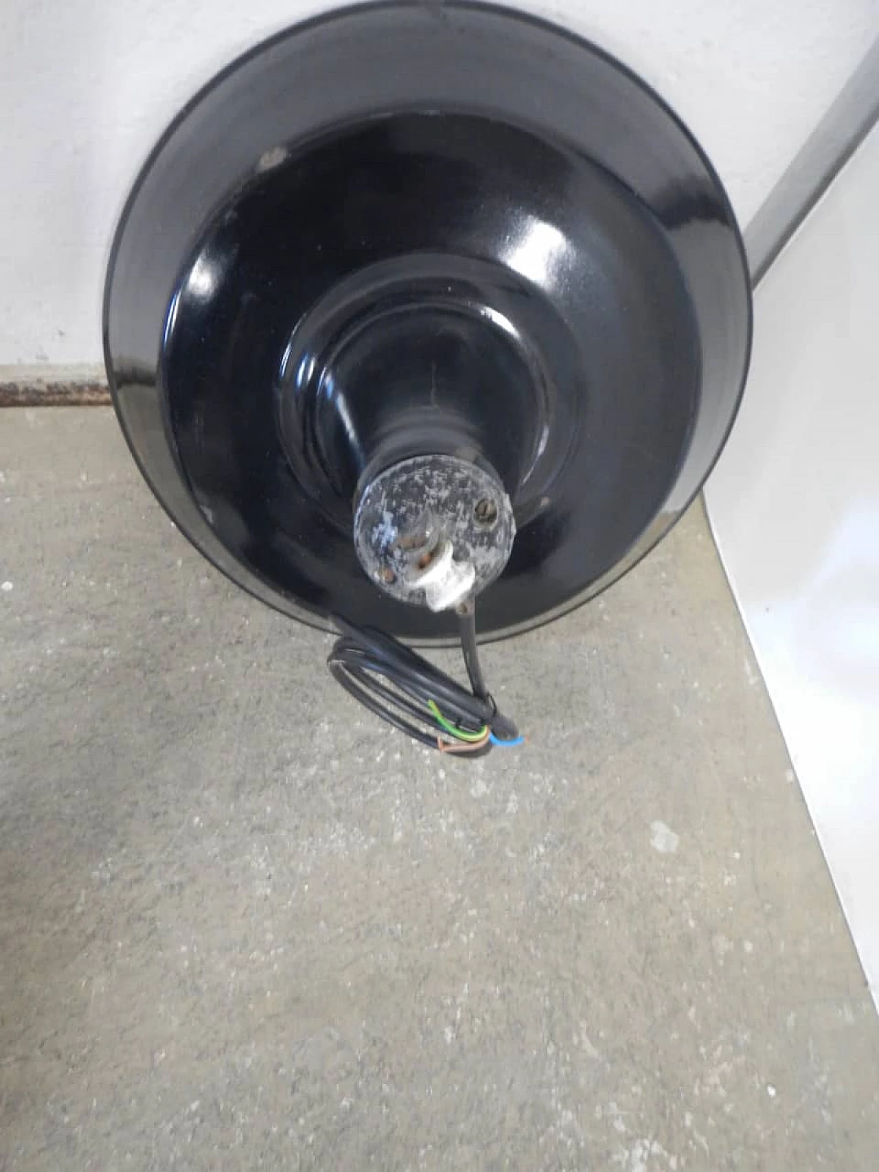 Black and white metal industrial hanging lamp, 1950s 3