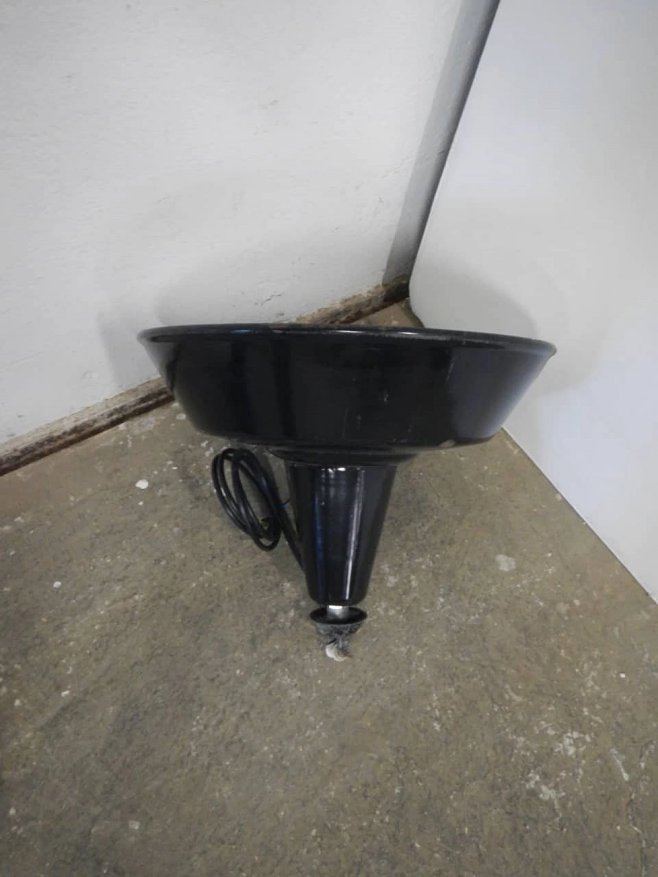 Black and white metal industrial hanging lamp, 1950s 4