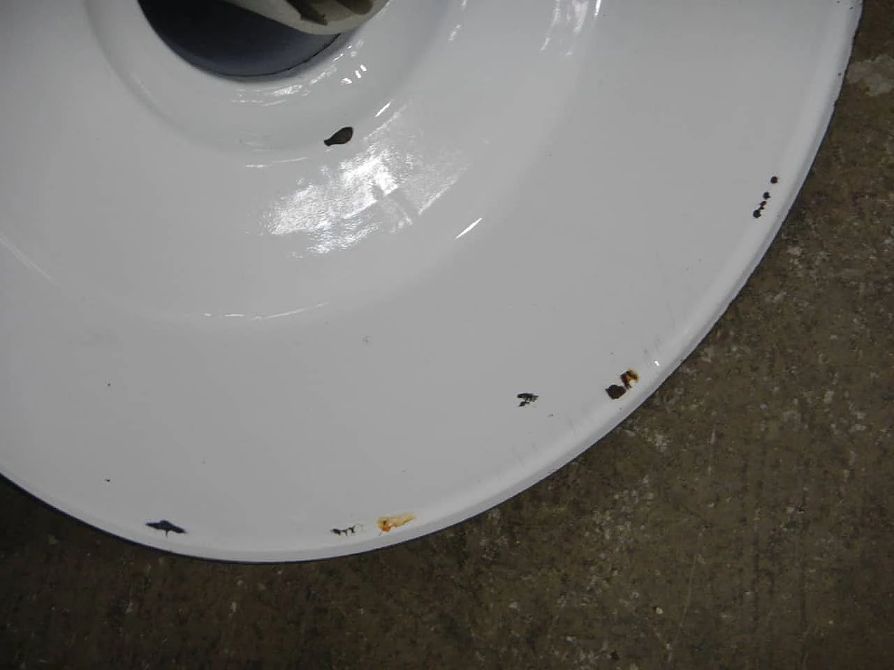 Black and white metal industrial hanging lamp, 1950s 6