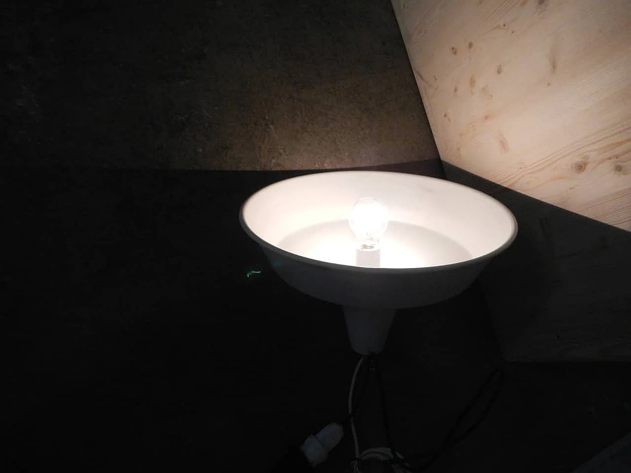 Black and white metal industrial hanging lamp, 1950s 10