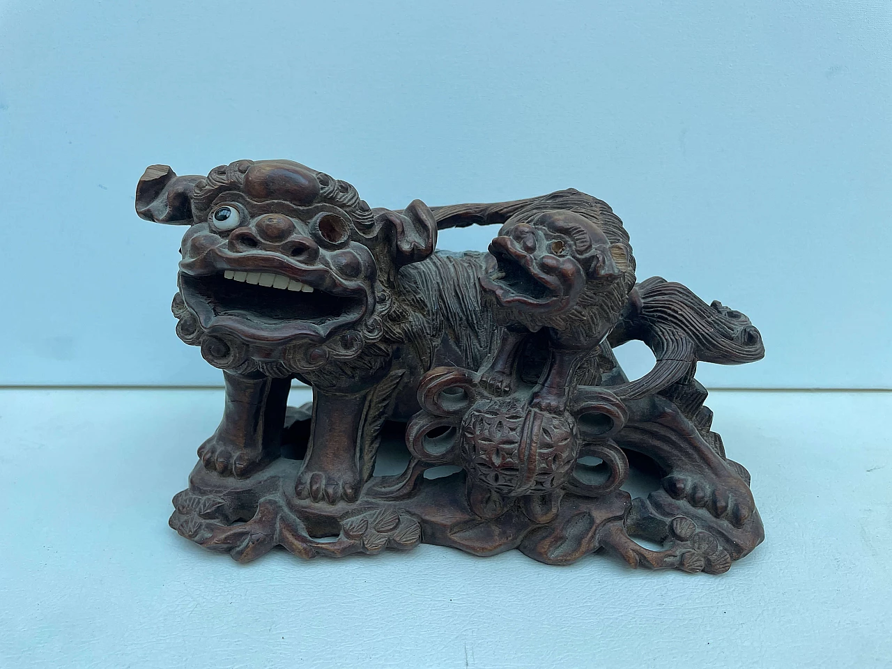Fo dogs, wood sculpture, late 19th century 1