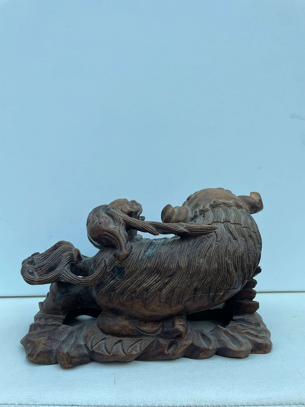 Fo dogs, wood sculpture, late 19th century 6