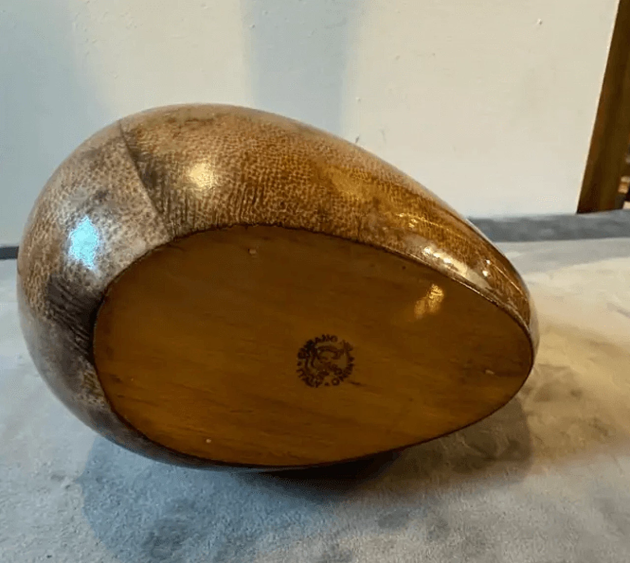 Pipe-shaped tobacco box in goatskin and brass by Aldo Tura, 1950s 7