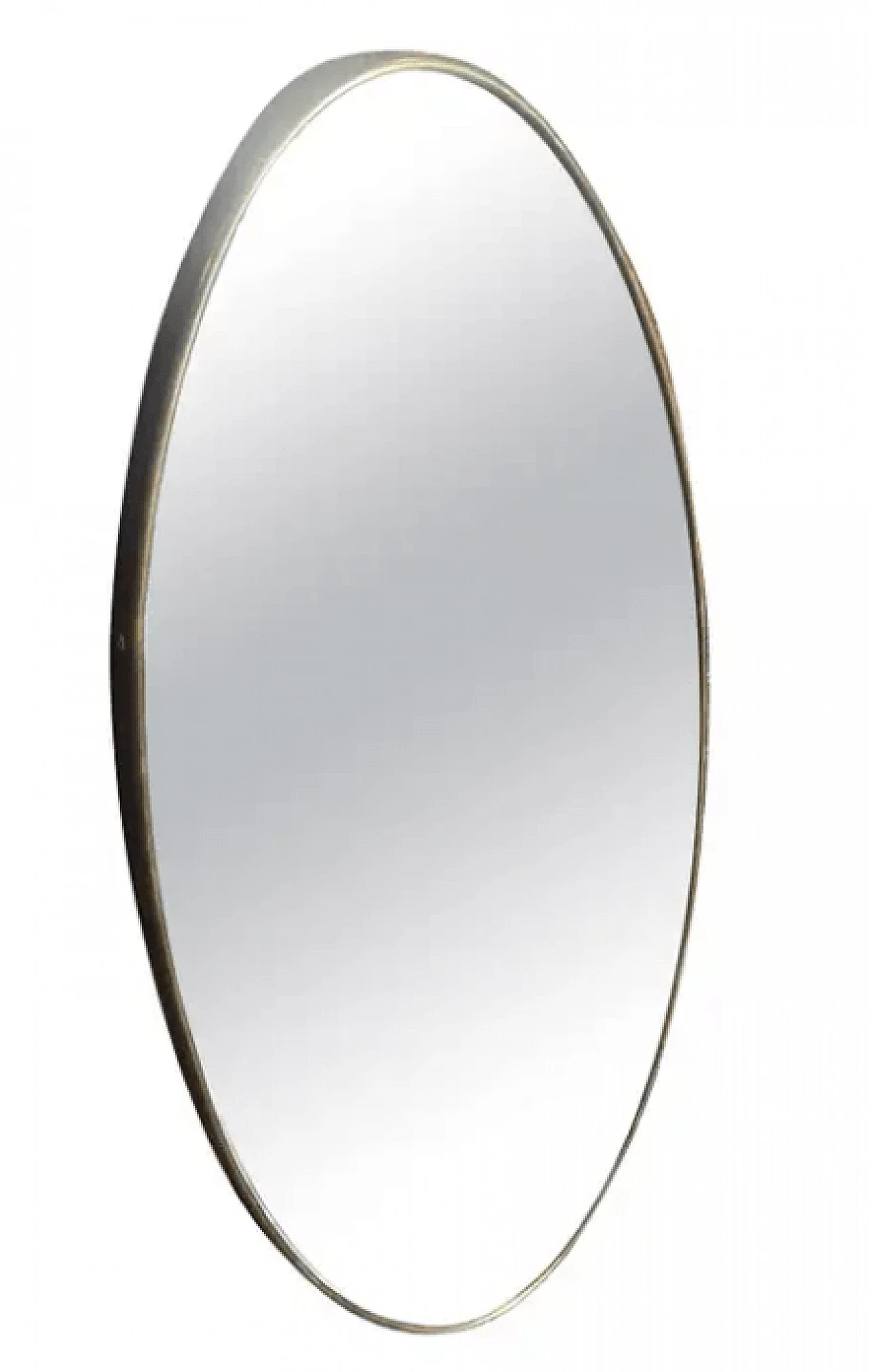 Oval brass wall mirror in Gio Ponti style, 1950s 1