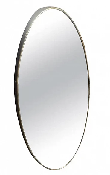 Specchio da parete ovale in ottone in stile Gio Ponti, anni '50