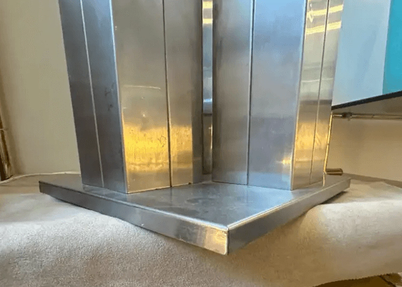 Chrome-plated metal square table lamp, 1970s 8