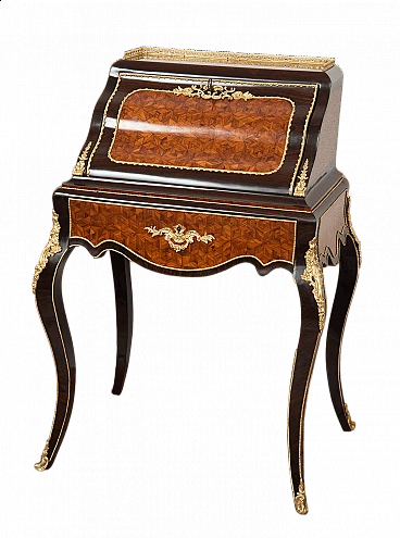Napoleon III flap in exotic woods with gilded bronze fittings, 19th century