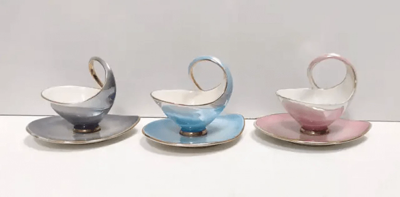 Servizio da colazione in ceramica colorata da 22 pezzi di Italo Casini, anni '50 4