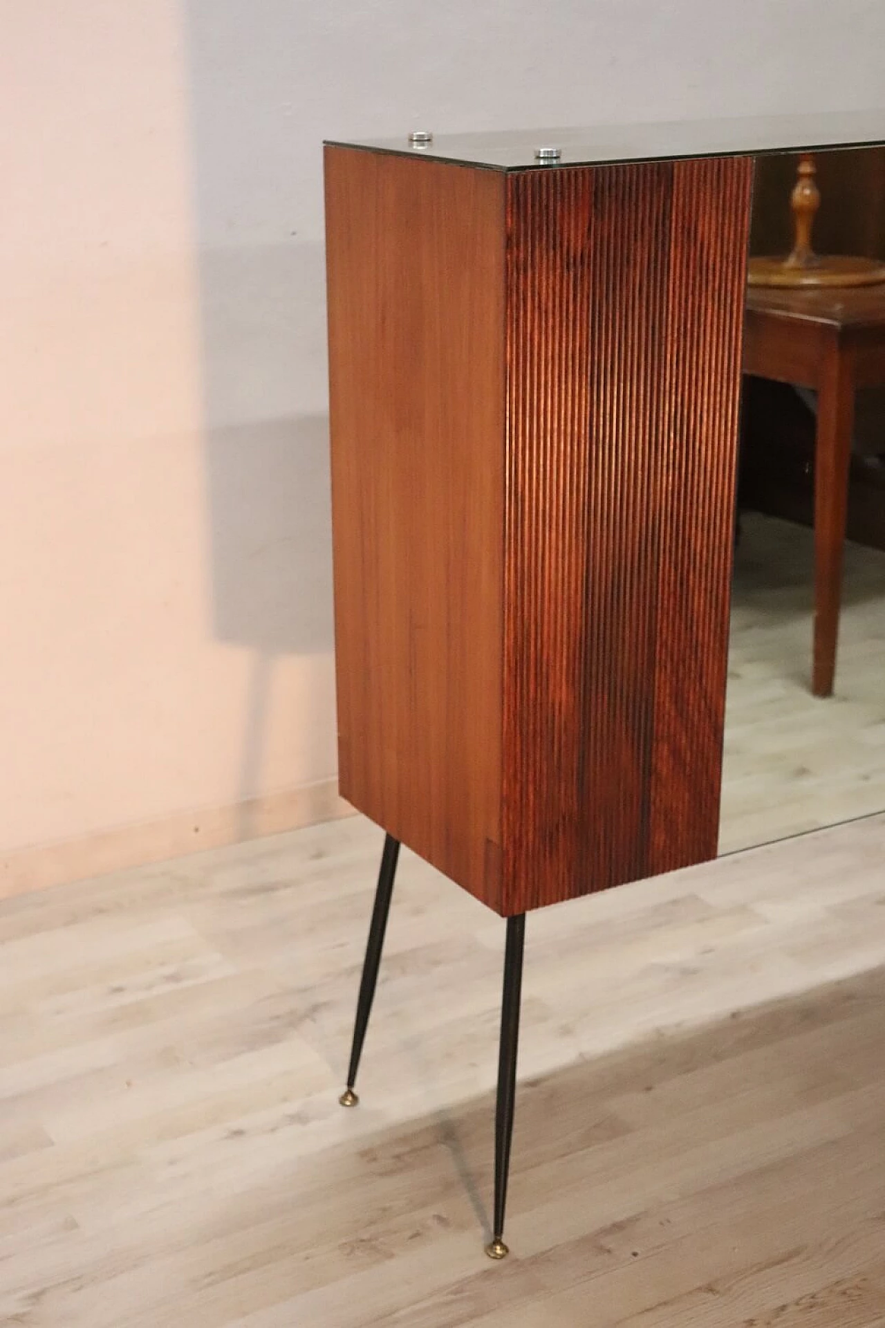 Rosewood, metal, mirror and glass bar cabinet, 1960s 2