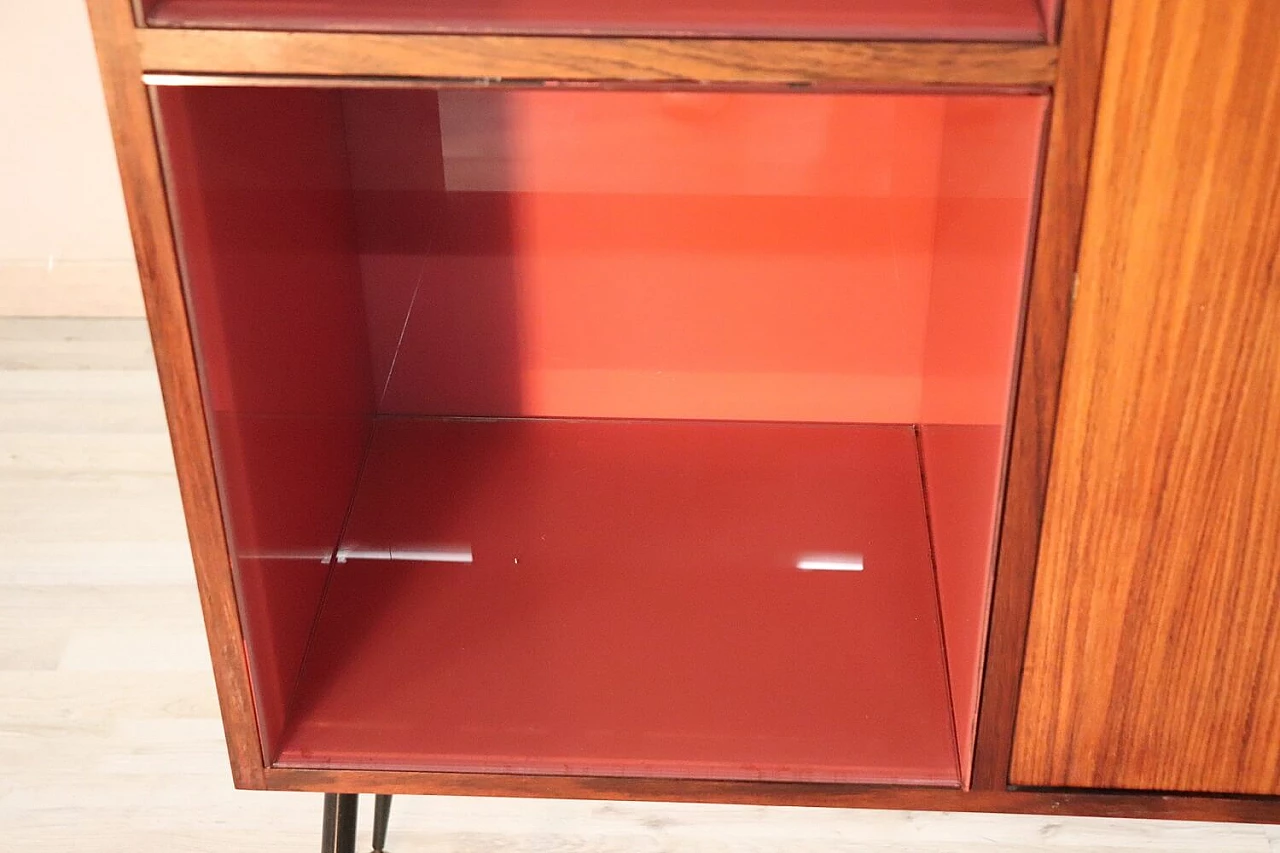 Rosewood, metal, mirror and glass bar cabinet, 1960s 6