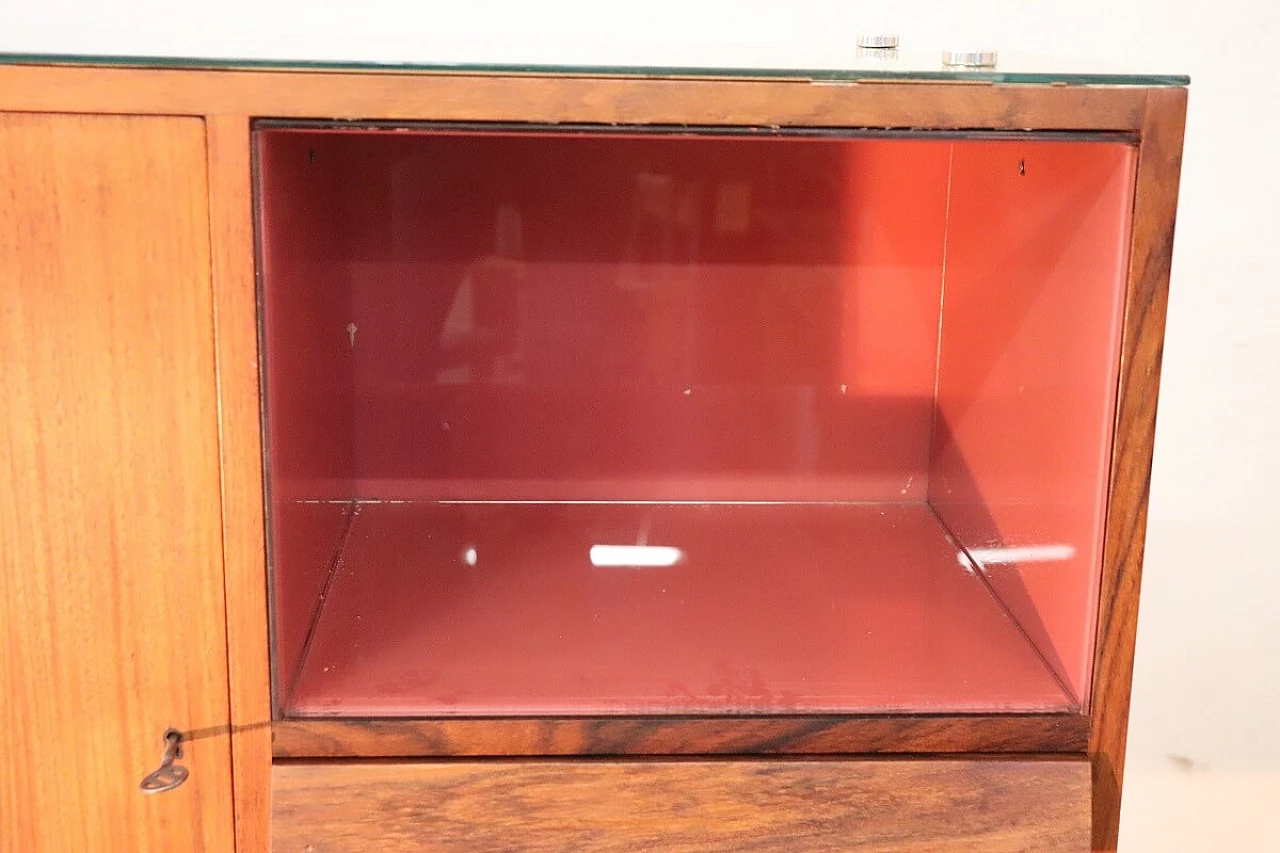 Rosewood, metal, mirror and glass bar cabinet, 1960s 8
