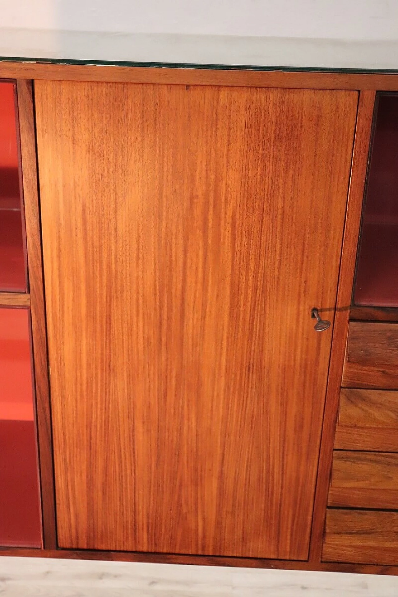 Rosewood, metal, mirror and glass bar cabinet, 1960s 9