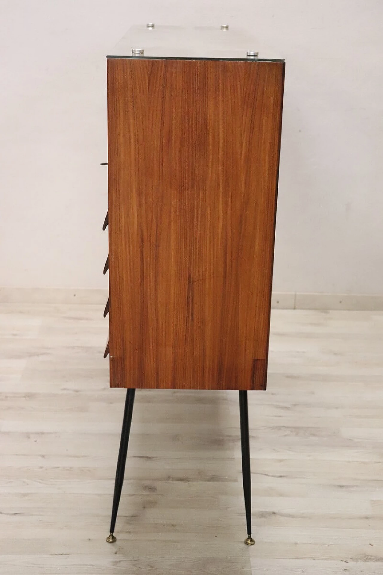 Rosewood, metal, mirror and glass bar cabinet, 1960s 14