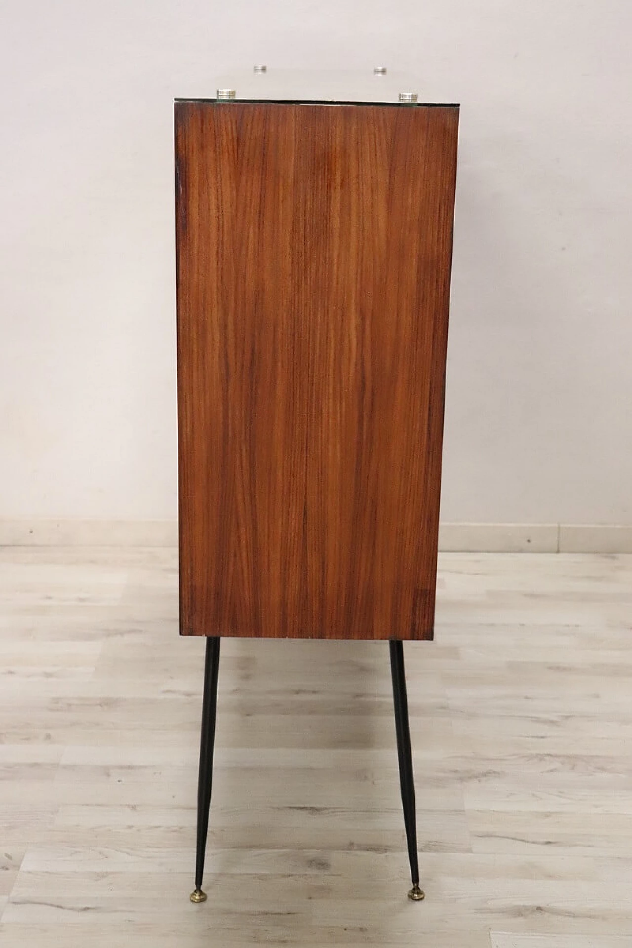 Rosewood, metal, mirror and glass bar cabinet, 1960s 15