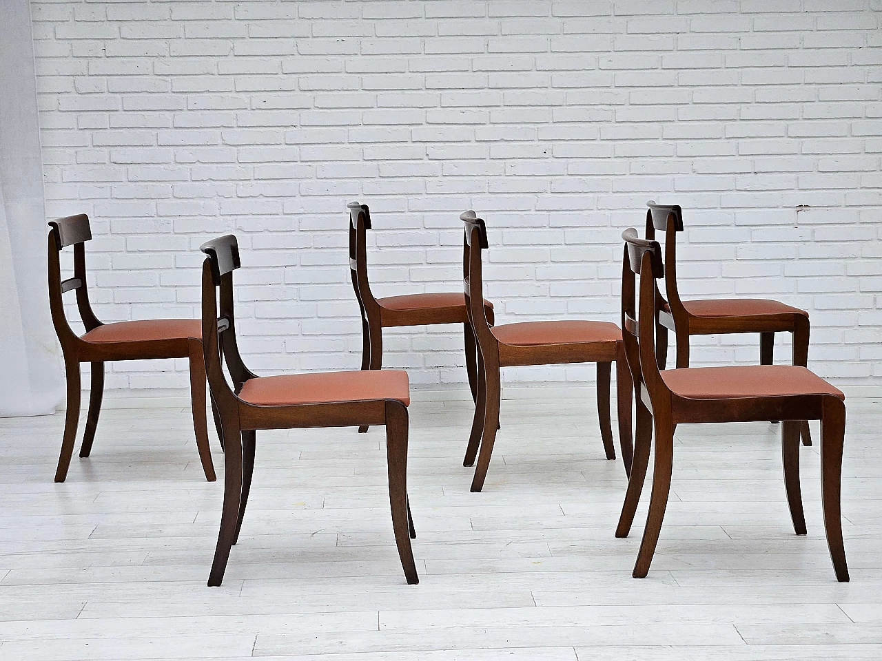 6 Danish teak and leather dining chairs by E. Rogild for Ørum Stolefabrik, 1970s 3