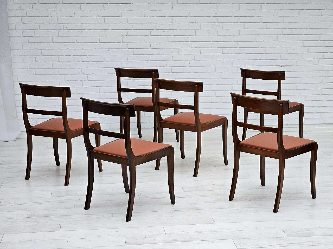6 Danish teak and leather dining chairs by E. Rogild for Ørum Stolefabrik, 1970s 4