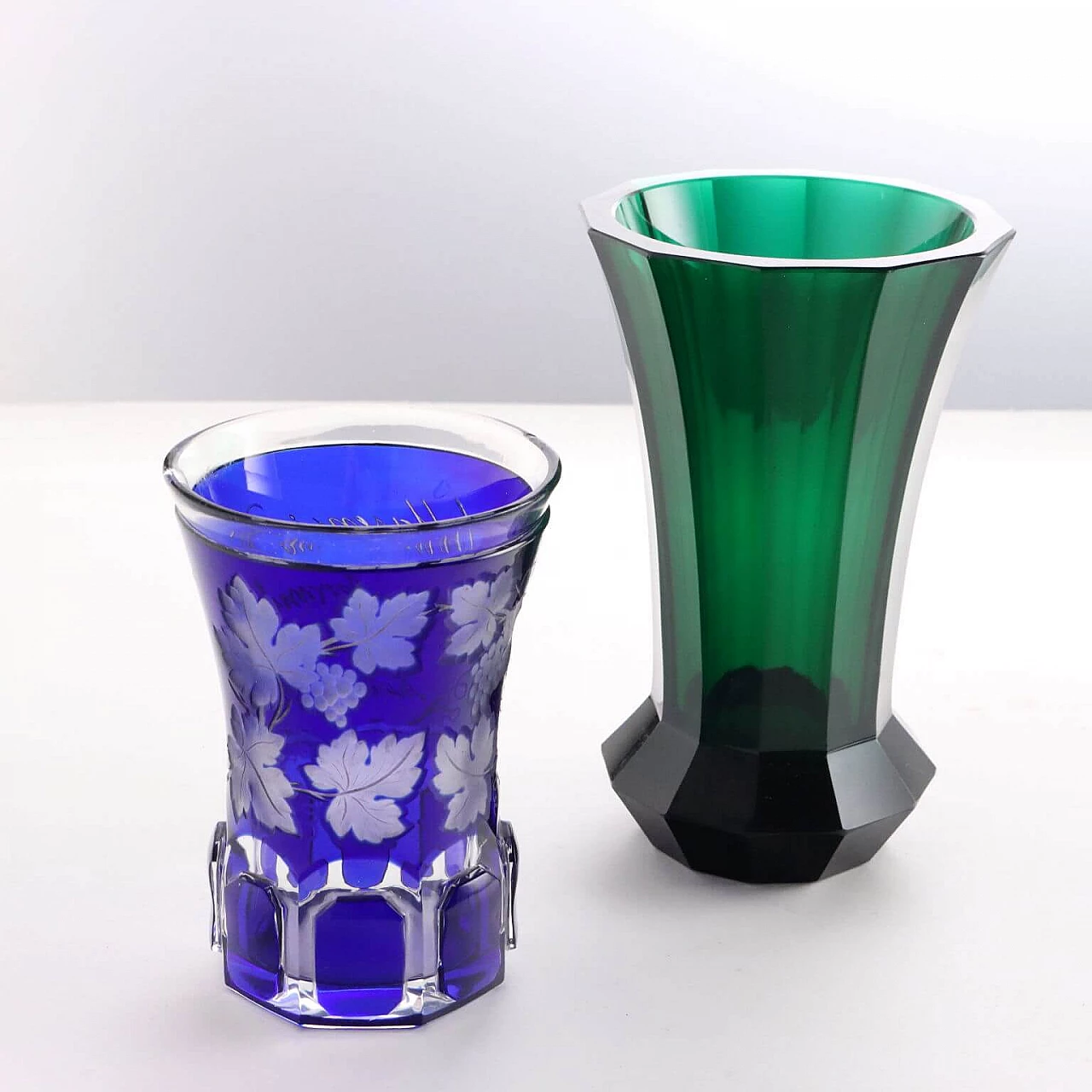 12 Bicchieri in vetro di forme e colori diversi, '800 3