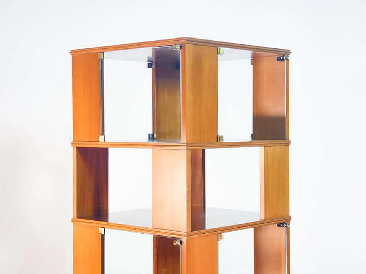 Veneered wood and glass revolving bookcase, 1960s 5