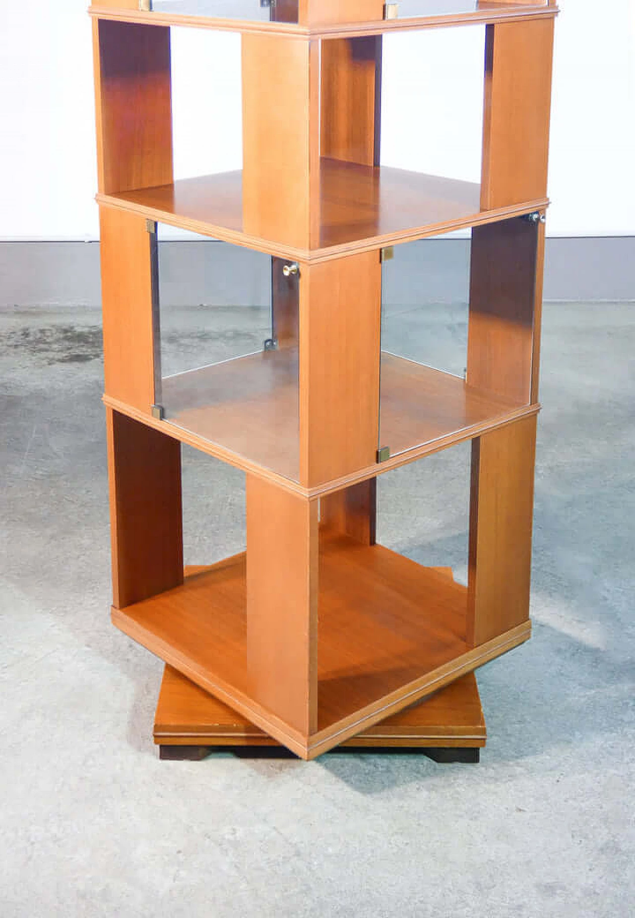 Veneered wood and glass revolving bookcase, 1960s 8