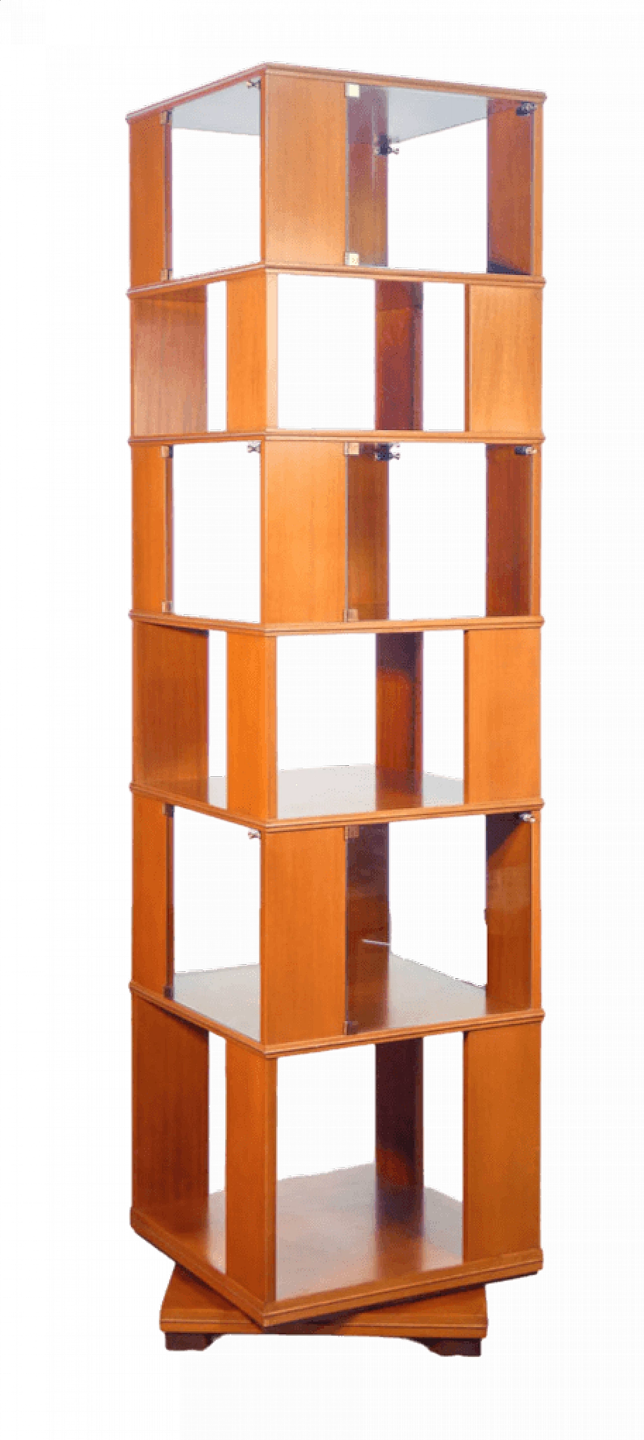 Veneered wood and glass revolving bookcase, 1960s 11