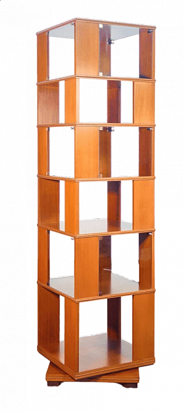 Veneered wood and glass revolving bookcase, 1960s