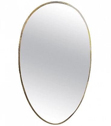 Oval brass wall mirror in the style of Gio Ponti, 1950s