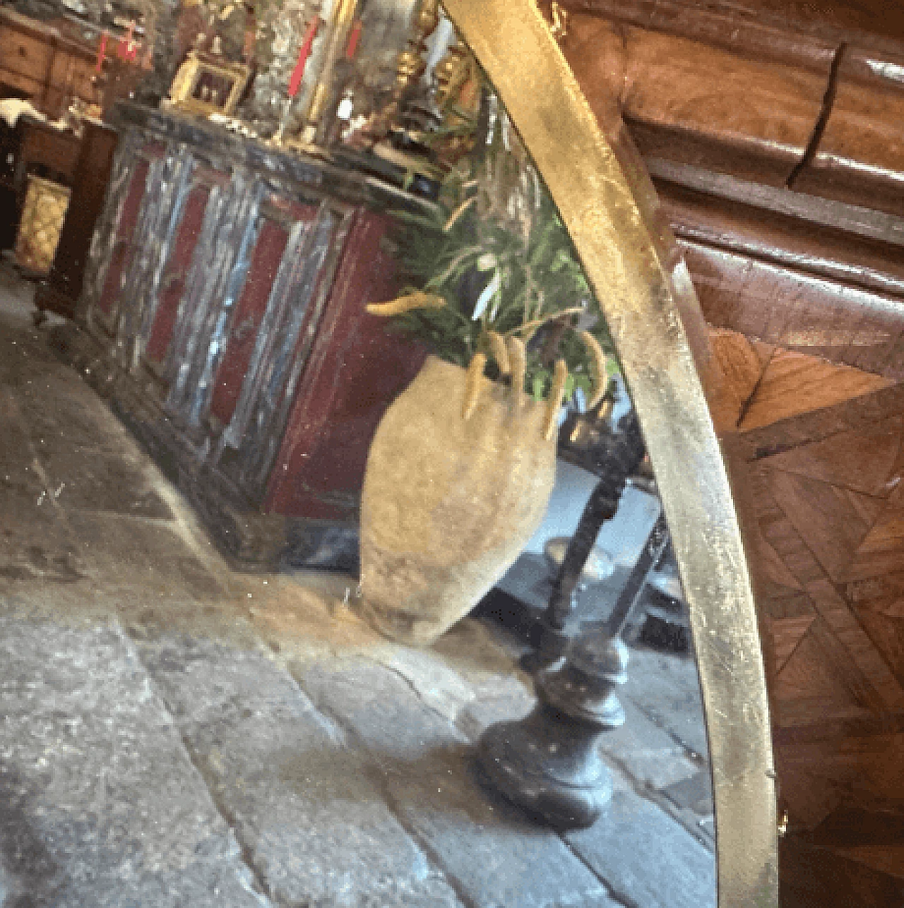 Oval brass wall mirror in the style of Gio Ponti, 1950s 5