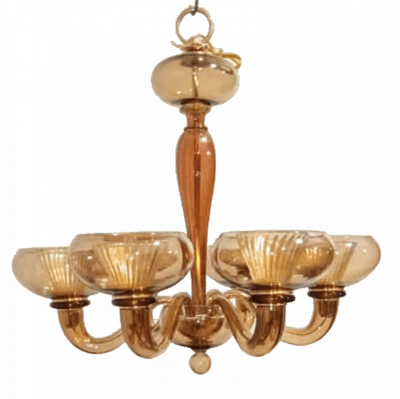 Six-light Murano glass chandelier attributed to Archimede Seguso, 1980s 19