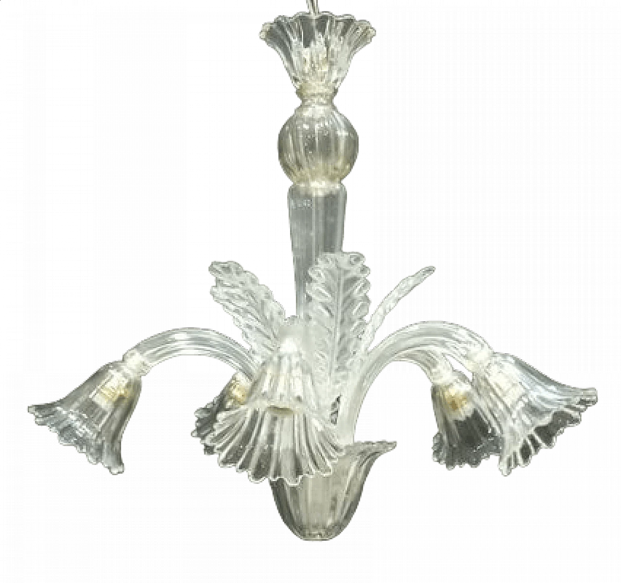 Clear Murano glass pendant lamp, 1940s 12