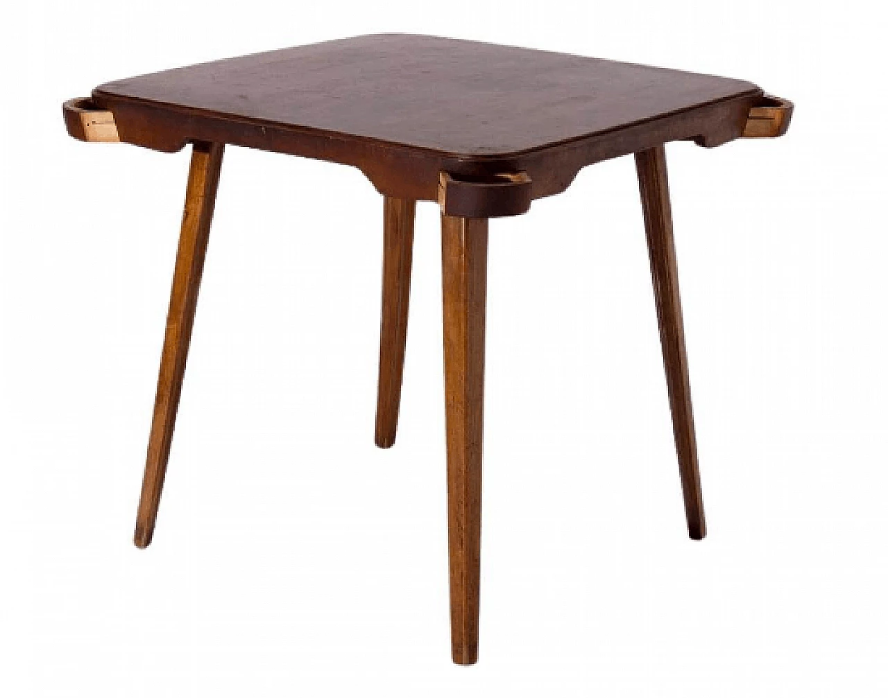 Walnut game table, 1950s 1