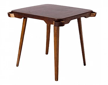 Walnut game table, 1950s