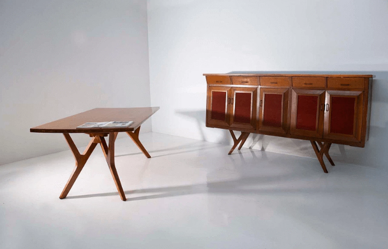 Solid wood sideboard with five hinged doors by Carlo Mollino, 1950s 6