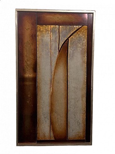 Pannello in legno intagliato e resina, anni '80