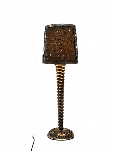 Lampada da tavolo Brutalista con dettagli in metallo, anni '80