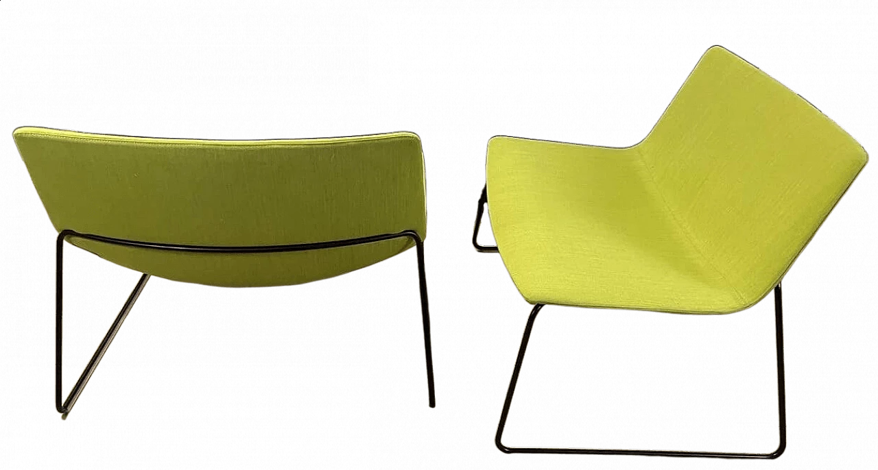 Pair of Catifa 80 armchairs in apple green fabric by Studio LAM for Arper 14
