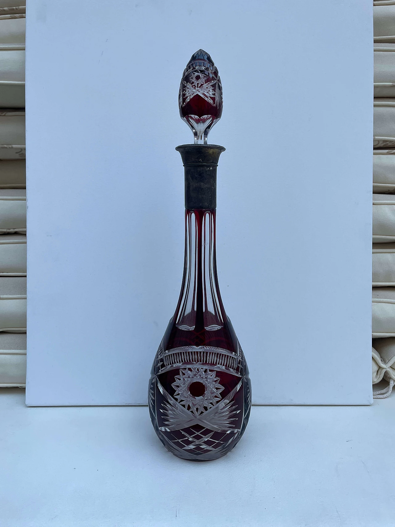 Bottiglia Biedermeier in cristallo di Boemia, metà '800 1