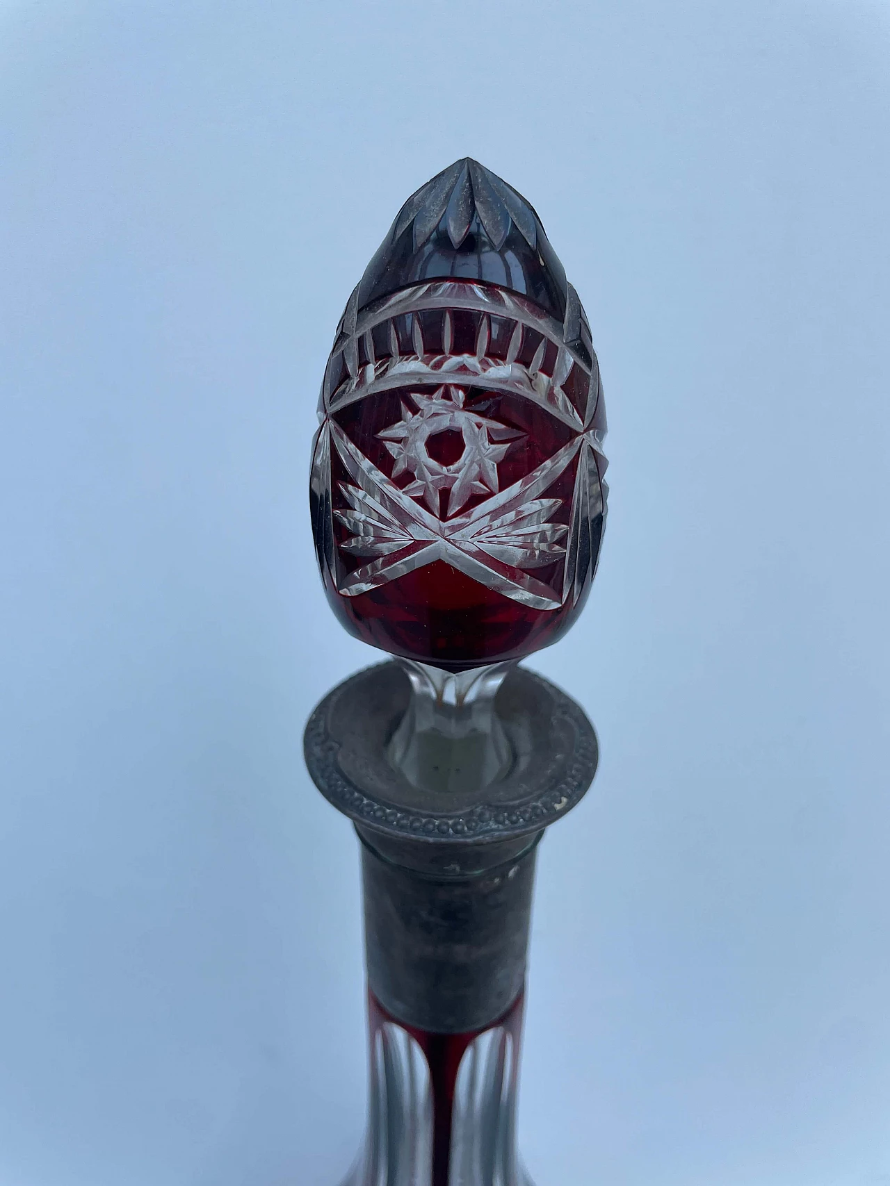Bottiglia Biedermeier in cristallo di Boemia, metà '800 3