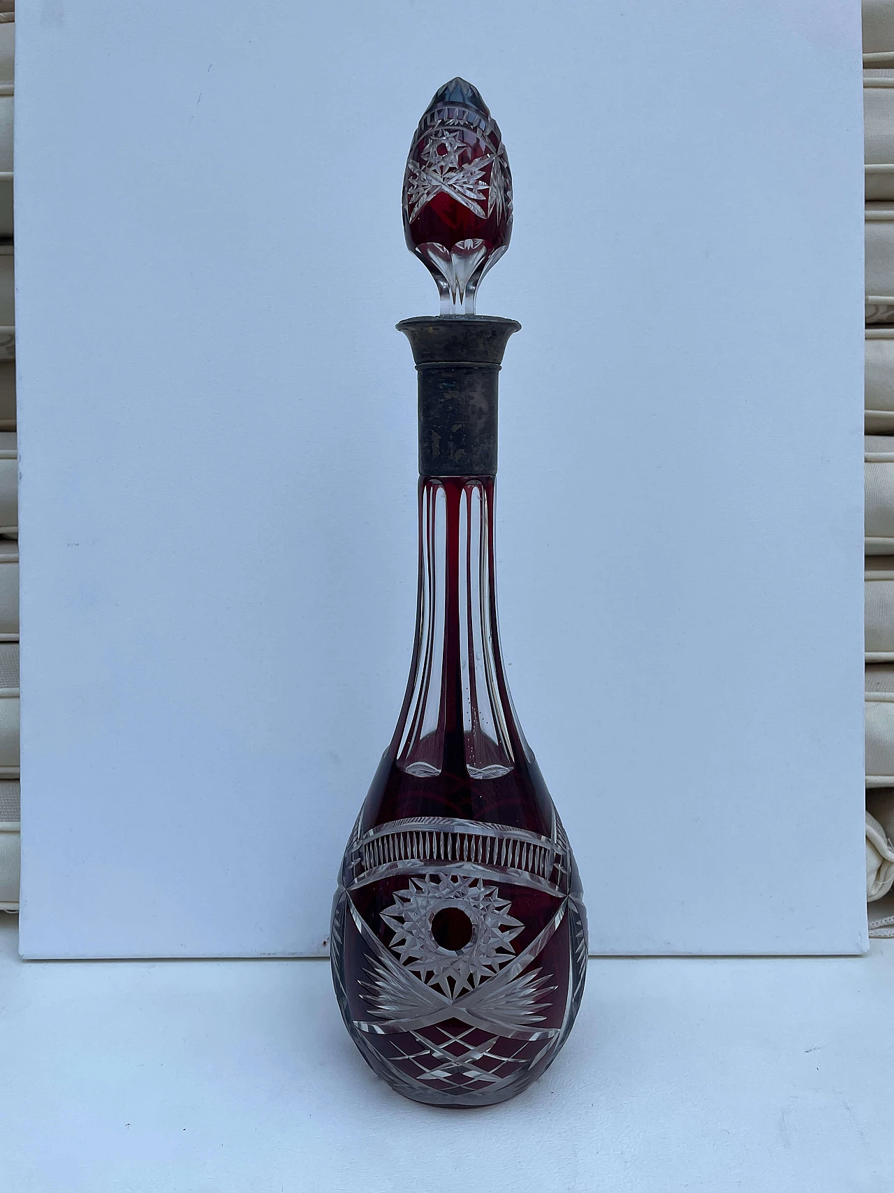 Bottiglia Biedermeier in cristallo di Boemia, metà '800 5