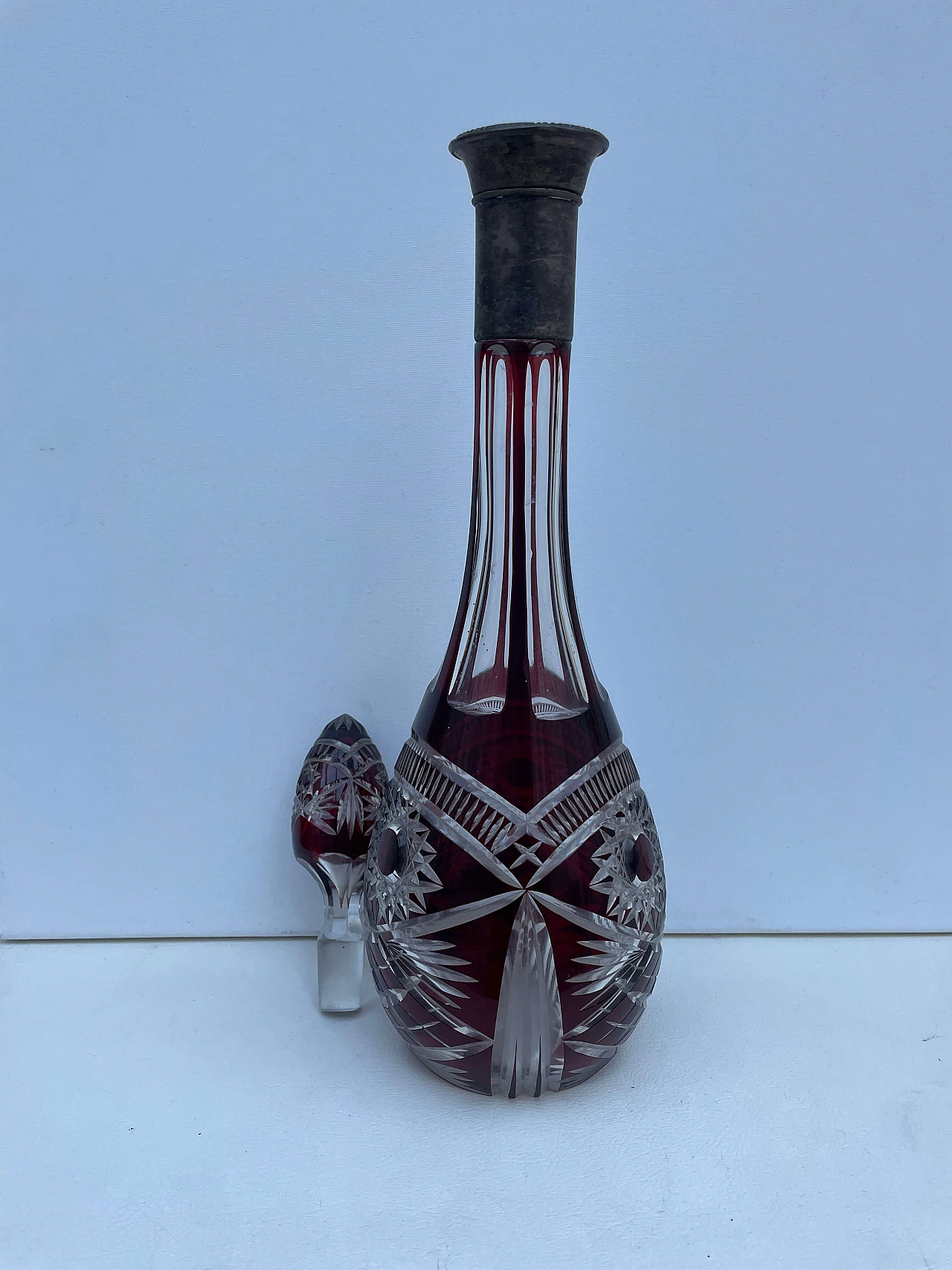 Biedermeier Bohemia crystal bottle, mid-19th century 7