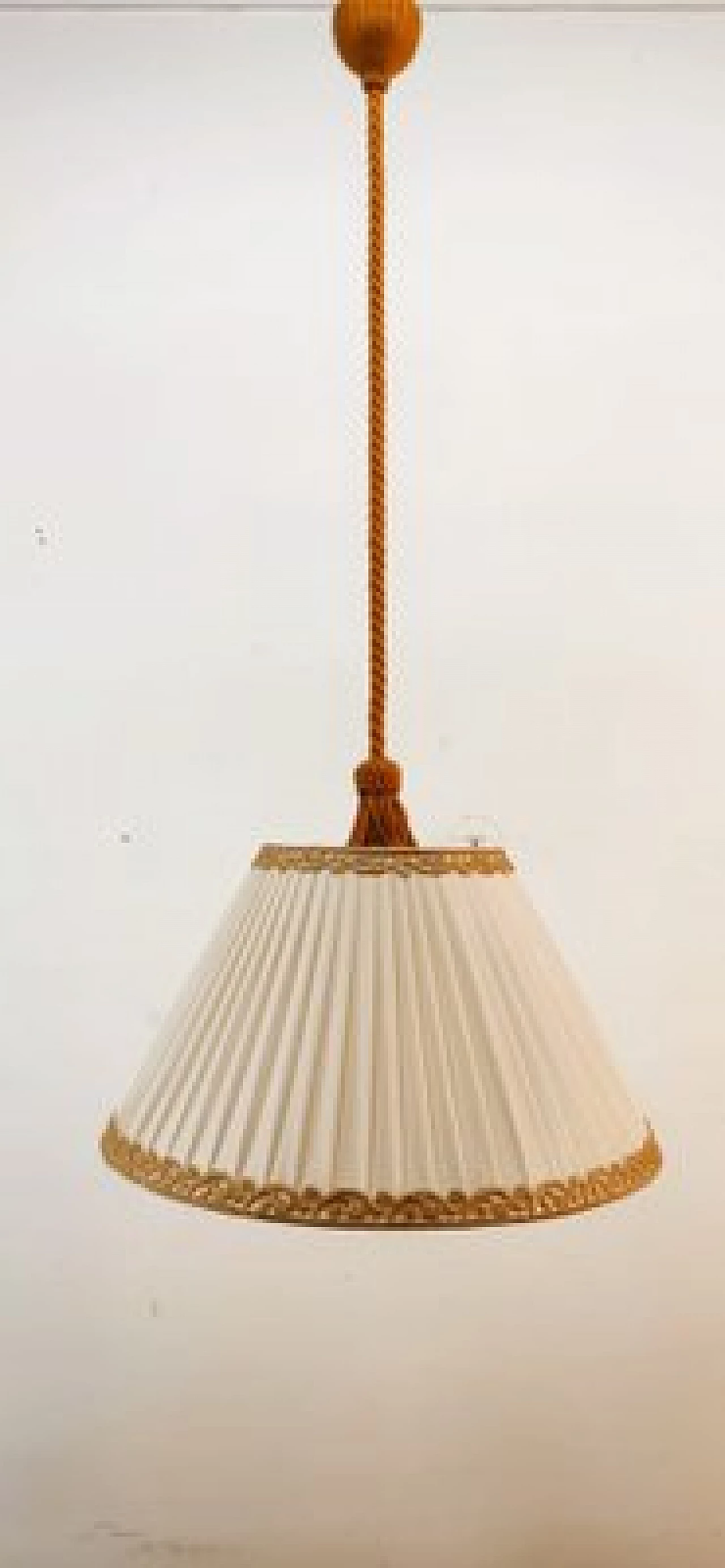 Lampada a sospensione con paralume plissettato, anni '50 3